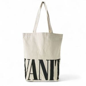 🔥VANITY FAIR Off-White Cotton Canvas Magazine Large Print Logo Reuseable Tote